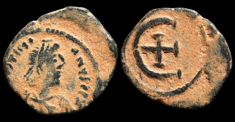 Justiniano I - Moeda Bizantina (527–565 d.C.) - Teópolis - 527-565 d.C