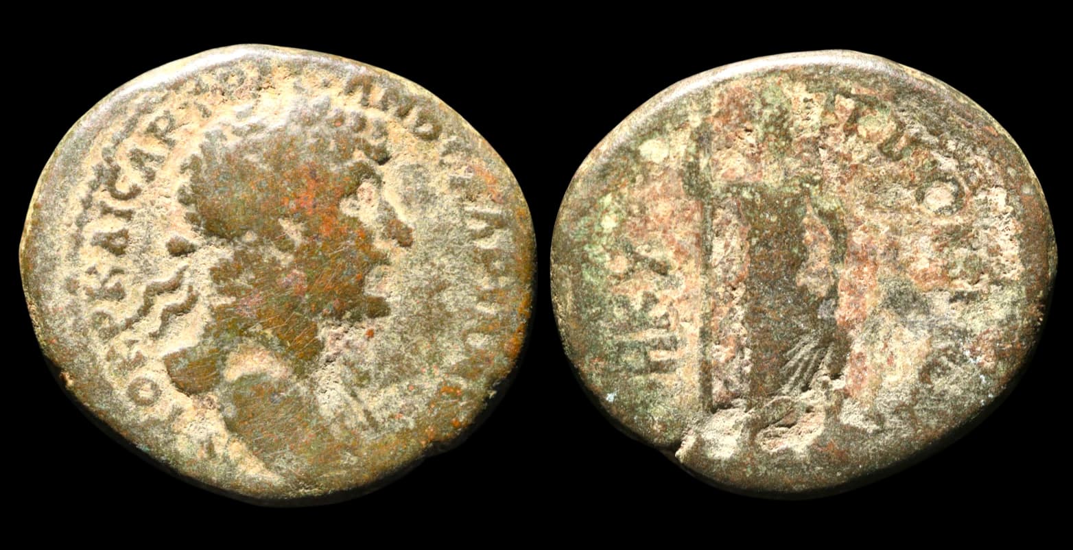 Adriano - Fenícia, Trípoli - Moeda Provincial Romana - Trípoli no ano cívico 428 - 117 d.C