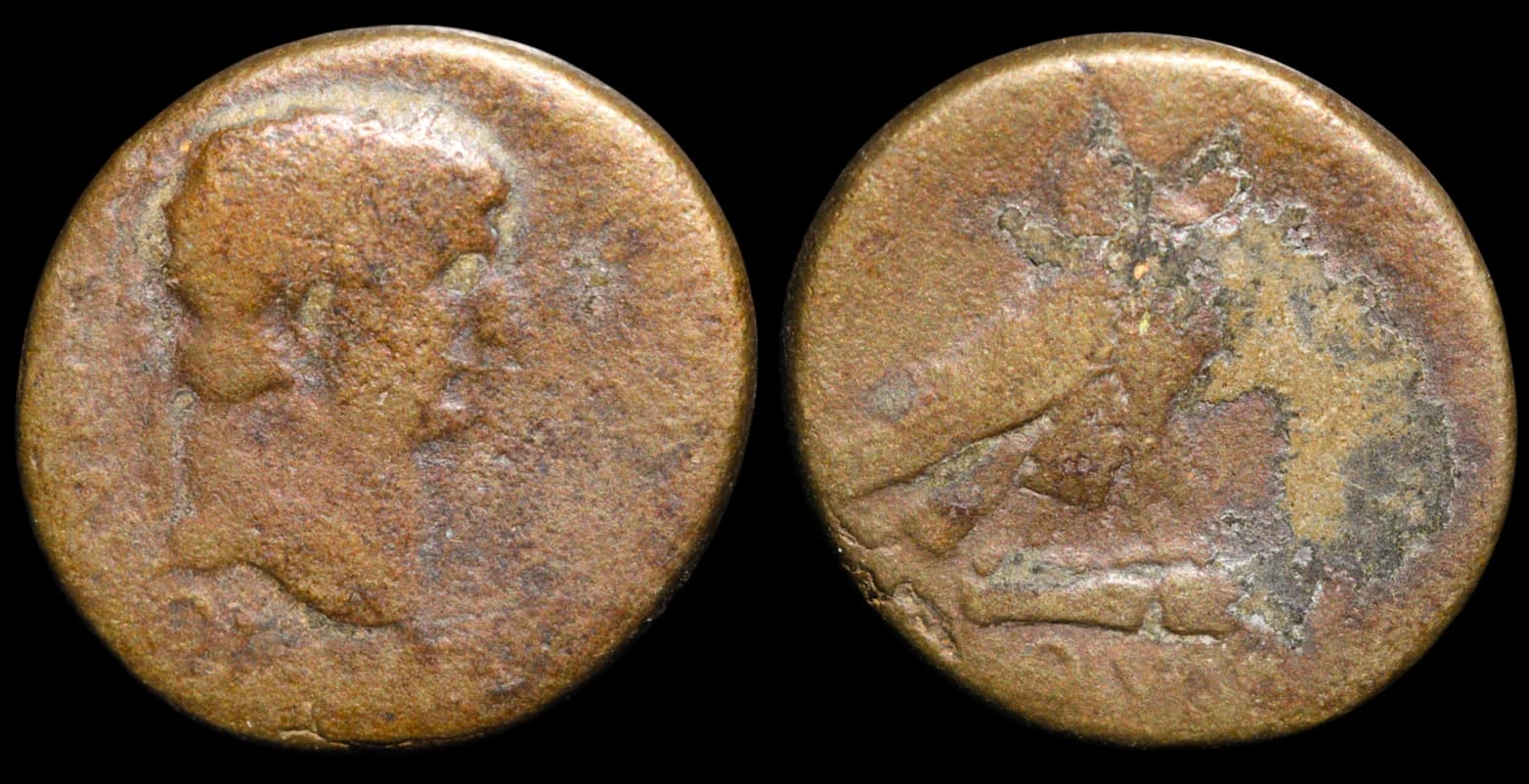 Nero - Moeda Provincial Romana - Amório durante o segundo mandato do magistrado Lúcio Júlio Catão - 54-68 d.C