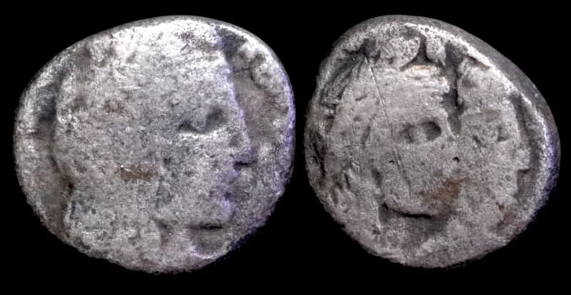 Aretas IV, com a rainha Shaqilat - Dracma - Petra - 24