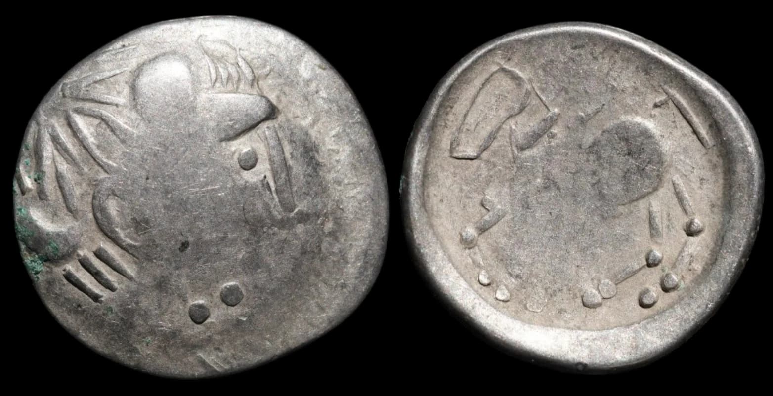 Tetradracma Sattelkopfpferd - Moeda Celta - atribuição incerta, tipo Sattelkopfpferd - 100 a.C